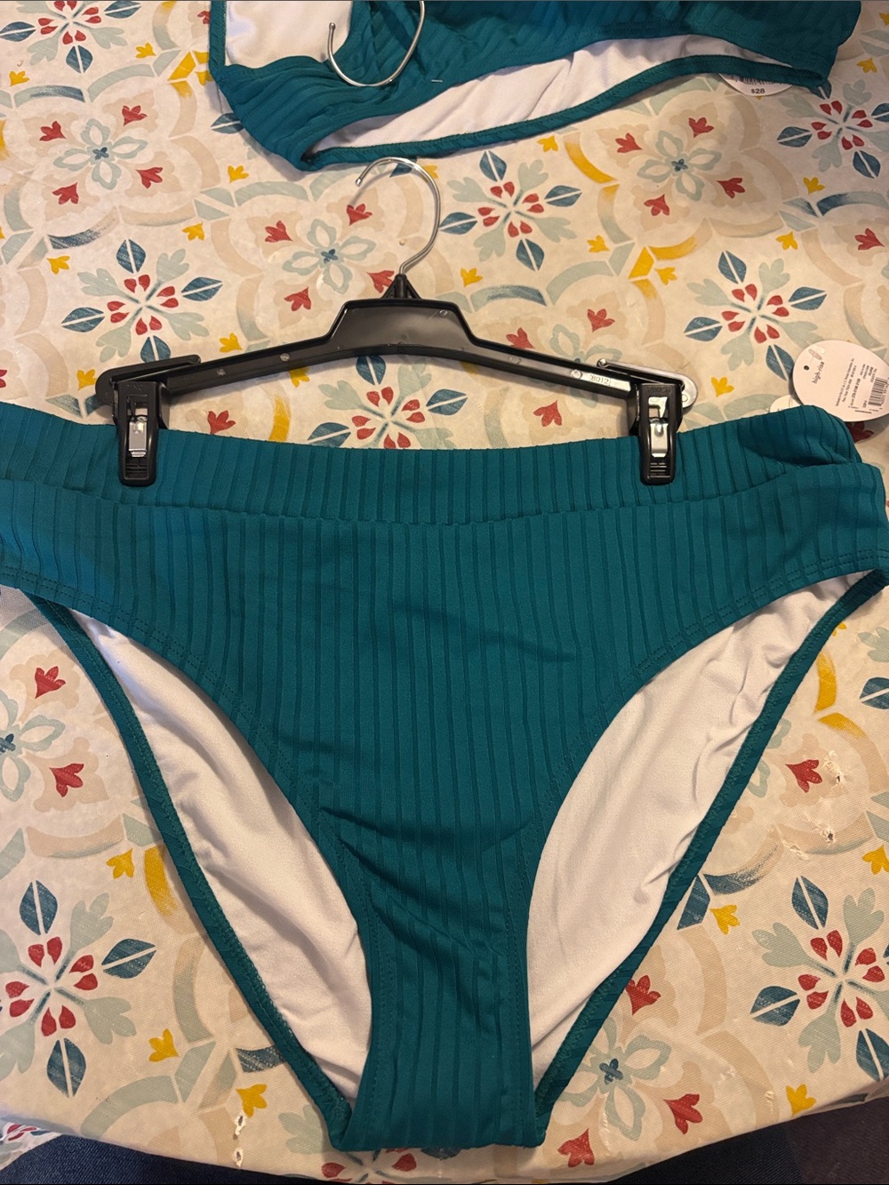Decree Teal Ribbed Bikini Bottom